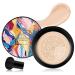 Mushroom Head Air Cushion CC Cream Moisturizing Concealer CC Cream Foundation Long Lasting Brighten Makeup Base with Mushroom Applicator Even Skin Tone for All Skin Types (Natural)