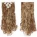 SILK-CO Long Curly Wavy Clip in Hair Extensions - 24 Synthetic Heat Resistant, 8 Pcs Full Head, 18 Clips, Light Brown&Blond - Buy Online on SooperMarket.com