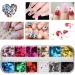 Nail Seedlettes - 36 Glitter Sequin Shapes (Hearts Stars Moons) | Holographic Nail Art Accessories for DIY Crafts & Decorations - Buy Online on SooperMarket.com
