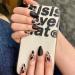 24Pcs Medium Tip Nails Short Press Fake Nails Full Cover Fake Nails Matte Black Frosting False Nails with Leopard Designs Nail for Women and Girls 12