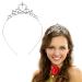WLLHYF Silver Princess Crown Crystal Sash Tiara Rhinestone Headband Hair Accessories for Birthday Christmas Decoration Women Girls Bridal Wedding Hair Bands Jewellery Baroque