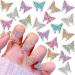 Dornail 50pcs 3D Butterfly Nail Charms for Acrylic Nails Aurora Butterfly Nail Art Charms Mixed Color Resin Butterfly Charms for Nails Butterflies Nail Rhinestones Nail Decorations for Nail Art