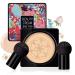 NUIBO Mushroom Head Air Cushion CC Cream Foundation, Moisturizing BB Cream, Long Lasting Matte Concealer with 2PCS Mushroom Head Sponges Ivory