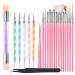 Fandamei 22-part nail art brush set 15 pieces nail brush 5 pieces dotted pen dotting pen sponge brush sponge brushes tweezers tool for nail art nail design manicure (violet)