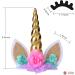 Coonoe Unicorn Cake Topper with Handmade Eyelashes and Reusable Gold Horn - Ideal for Birthday Parties, Baby Showers, and Weddings - Buy Online on SooperMarket.com