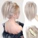 PORSMEER Claw Clip in Ponytail Hair Extensions Messy Bun Chignon Hair Piece Natural Straight Extensions for Women Girls Tousled Updo Short Ponytail Bun silver Blonde10 inch Light gray