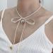 Oralgos Fashionable Heart Necklace with Loop | Adjustable Collarbone Chain | Imitation Pearls & Choker for Everyday Use Black - Buy Online on SooperMarket.com