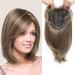 Hair Toppers for Women Adding Hair Volume Short Bob Hair Topper with 6.5x6.5inch Big Base Clip in Wiglets with Fringe Fiber Hairpieces for Women with Thinning Hair(Ash Light Brown with Highlights) 12Inch Ash Light Brown with Highlights