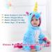 Doladola Baby Unicorn Romper | Flannel Animal Hooded Jumpsuit for Toddlers, Blue | Ages 2.5-3.5 Years - Buy Online on SooperMarket.com