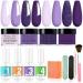 Dip Powder Nail Kit for 4 Colors System Starter Kit Acrylic Dipping System 4 PCS Dipping Powder 4 PCS 15ml Liquid Nail Kit Purple Blue Acrylic Set (Dip-4x15ml-8pcs-03)