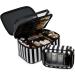Large Makeup Bag BAGSMART Travel Cosmetic Case with Clear Toiletry Pouch | Double Layer Organizer with Adjustable Dividers | Portable Artist Storage Bag | Black & White Stripes - Buy Online on SooperMarket.com