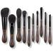 Natural Goat Hair Make up Brushes Set Professional Makeup Artists' Premium Beauty Real Soft Makeup Brushes Ultra Natural Bristle Cosmetic Brushes Portable Small Travel Natural Makeup Brushes black