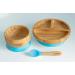 Nohla Bamboo Baby & Toddler Suction Plate Bowl Set with Silicone Spoon - Secure Grip on Smooth Surfaces - Eco-Friendly BPA-Free - Blue - Buy Online on SooperMarket.com