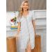 Marvmay Women's Cotton Nightgown - Short-Sleeved Button-Strip Sleep Shirt XXL Light Gray International Shipping Available - Buy Online on SooperMarket.com