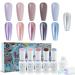 CHARMACY Nail Gel Polish Set 6PCS Chrome Liquid Nail Powder Silver Metallic Mirror Effect Blue Brown Color Gel Nail Polish Kit Fall Nail Gel Polish Long Lasting Home Salon Nail Art #101-Autumn
