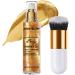Shimmer Body Oil Face and Body Liquid Luminizer Waterproof Moisturizing Light Shimmer Glow Illuminator Smooth Body Highlighter Makeup Liquid Body Shimmer (2# Gold) 2# Gold 1 Count (Pack of 1)
