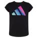 adidas Girls' Big Short Sleeve Essential Tee 23 Medium Black With Multicolor