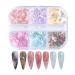 Suxgumoe Holographic Mermaid Nail Art Glitter Sequins 6 Grids Irregular Aurora Nail Sequins Opal Glitter Flakes Iridescent Powder Nail Foil Nail Art Decoration 50 g D Opal Powder