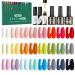 ERARROW 30 Pcs Gel Nail Polish Set Nail Polish 24 Colors Popular Nail Art Colors UV LED Soak Off Nail Gel Kit with Glossy & Matte Top Coat Base Coat and Painted Gel