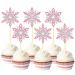 Pack of 24 Glitter Snowflakes Cupcake Toppers (Mix Pink)