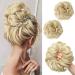 SARLA 2PCS Messy Hair Bun Hair Piece Small Scrunchies Synthetic Bun Hairpieces for Women Girls Updo Hair Extensions (Ash Blonde) Ash Blonde-2PCS