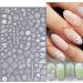 White Flower Nail Decals | Cherry Blossom Leaves Nail Stickers | 3D Self-Adhesive Nail Art Supplies - Buy Online on SooperMarket.com