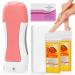 Roll On Wax Kit for Hair Removal  Honey Wax Roller Waxing Kit for Sensitive Skin at Home  Depilatory Soft Wax Warmer with 2 Cartridge Refill 10 Wax-removing wipes and 100pcs Wax Strips(Pink)