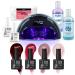 Mylee Complete Professional Gel Nail Polish LED Lamp Kit 4x MYGEL Colours Top & Base Coat Mylee PRO Salon Series Convex Curing LED Lamp Prep & Wipe Gel Remover (Black Lamp)