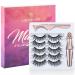 5-Pair Magnetic Eyelashes with Eyeliner Kit - Natural Look 3D Mink Reusable False Lashes - No Glue Needed | Includes Applicator | Type 1 - Buy Online on SooperMarket.com