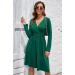 OUGES Women's Spring Casual Midi Dress with Long Sleeve V-Neck Floral Print and Pockets - Green - Buy Online on SooperMarket.com