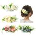 4 Pack Artificial Rose Flower Metal Silver Hair Side Combs Slide Hair Clips With Teeth Floral Hairpins French Barrettes Party Wedding Decorative Headpiece Bun Chignon Twist Hair Accessories for Women