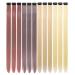 12 Pcs Colored Hair Extensions Colorful Clip in Hair Extensions 22 inch Synthetic Straight Hair Extensions for Kids Girls Women Brown