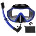 PIYAZI Snorkeling Gear for Adults 180 Panoramic Snorkel Mask and Dry Top Snorkel Set Anti-Fog Wide View Scuba Diving Package with Travel Bag Ear Plug for Snorkeling Scuba Diving Swimming Blue