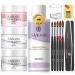 Saviland Acrylic Nail Kit - Big Capacity 30g Clear Pink White Acrylic Powder and Liquid Set 120ml for Acrylic Nails Extension Beginner Nail Kit for Nail Art Designs Home DIY Purple