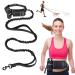 Jogging lines for dogs heelay belt pocket to run jogging and normal dog leash for large medium -sized with double handle belly belt with reflective seams black
