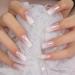 Medium Long Press on Nails Square Pink White Gradient False Nails Full Cover Fake Nails Faux Ongles Daily DIY Manicure Christmas Nail Art Tips