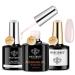 Modelones Pink Builder Gel with Nail Primer& Nail Dehydrator Set Professional Nail Superior Bonding Primer Gel Builder for Nails Hard Gel Strengthener Extension Builder Gel in a Bottle Gel Polish Nude Pink