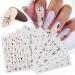 9 Sheets Gold Nail Art Stickers - Self-Adhesive 3D Decals for Nail Design - Abstract Line, Leopard Print, Leaves, Flower Sliders - French Manicure Decoration - Design 2 - Buy Online on SooperMarket.com