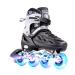 METROLLER Inline Skates for Girls and Boys, Women, Men 4 Sizes Adjustable Roller Blades with Light Up Wheels, Illuminating Beginner Rollerblades for Kids & Adult Youth Black Large-Youth & Adult (4-7 US)
