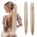 TESS Claw Clip in Ponytail Hair Extensions 26 Inches Straight Ponytail Extension Ash Blonde Balayage Hair Extensions Clip in Ponytail Blond for Women 150g