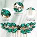 inSowni 7 Pieces Vintage Proms Bridal Wedding Glitter Emerald Green Rhinestone Crystal Gold Metal Hair Side Combs Slides U-shaped Hair Pins Accessories for Women Flower Girls Brides Bridesmaids - Buy Online on SooperMarket.com