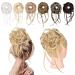 Messy Bun Hair Piece REECHO Super Long Tousled Updo Hair Bun Extensions Wavy Hair Wrap Ponytail Hair Scrunchies with Elastic Hair Band Hair Accessory for Women Girls - Blonde with Highlights
