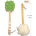 Shower Loofah Body & Back Scrubber - Exfoliating Bath Brush | Long Wooden Handle For Men & Women | 2 Pack - White & Green - Buy Online on SooperMarket.com