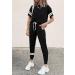 PRETTYGARDEN Women's Striped Two Piece Lounge Set | Short Sleeve Pullover & Long Pants Tracksuit | Black, X-Large - Buy Online on SooperMarket.com