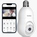 LaView 4MP Bulb Security Camera 2.4GHz,360 2K Security Cameras Wireless Outdoor Indoor Full Color Day and Night, Motion Detection, Audible Alarm, Easy Installation, Compatible with Alexa White