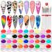 Saviland 36 Colors Gel Paint Nail Art Kit -French Ombre Nail Kit Spring Color Solid Nail Art Gel Polish with 15pcs Painting Drawing Nail Brushes for DIY Nail Art Design & Manicure Nail Salon A-36 Colors Gel Paint Kit