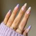 Luvadeyo 24 PCs Press On Nails Medium Almond Fake Nails With Nail Glue False Nails With Designs Acrylic Nails Glue on Nails for Women and Girls Purple Flower