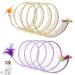 2pcs Folded Cat Tunnel Spring 10in Large Size Portable Cat Toy Spiral Tunnel with Synthetic Feather and Toy Mouse Tunnel Spring Outdoor Puppy Kitten Generic (Striped yellow Purple)