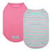 KYEESE 2 Pack Dogs Shirts Striped Dog T-Shirts Soft Cotton Tank Top Sleeveless Vest Cat Shirts Dog Clothes 16" Chest 1# 2Pack (Striped+Pink)