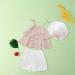 Korean Floral Chiffon Shirt Camisole with Hat Girls' Summer Suit (Pink, 5-6 Years) - Buy Online on SooperMarket.com